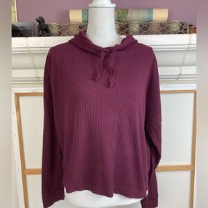 Roxy Snuggly Burgundy Ribbed Hoodie Top